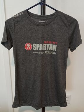 Women's Medium Craft Sprint Spartan Workout Tee Powered By Rakuten Charcoal